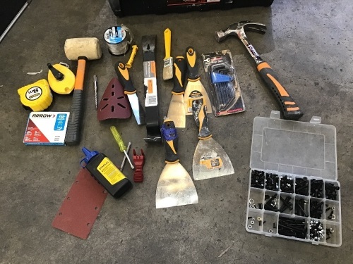  TOOL BOX AND ASSORTED TOOLS 