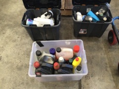 BULK PALLET OF CLEANING CHEMICALS - various sizes from 20L down to 1L, includes Biosan II, Upholstery cleaner, wool prespray, Percide, methylated spirit, hand wash. Chemical containers have been opened and partly used, NO FULL . various spray bottles, bag - 2