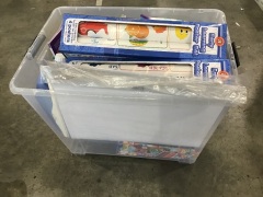 MIXED KIDS BUNDLE, EARLY LEARNING POSTERS, 5l KIDS BLUE PAINT, LEARNING KINDY BOOKS ECT, PLEASE REFER TO IMAGES OF ITEMS - 5