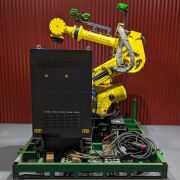Fanuc Robot Model: R2000iA-210F (B cabinet) Reach: 2.65mtrs Payload: 210kg Controller: RJ3iB Teach Pendant Included Axis: 6 Floor Mounted YOM: 2004 - 2