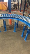 90 degree curve roller conveyor section
2200 long 
Support rail to outer curve - 2