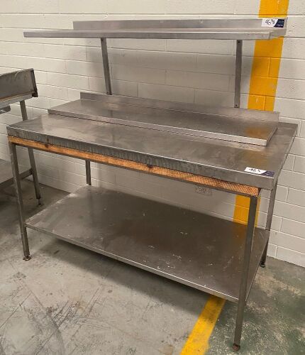 Stainless steel bench and wall mount shelving