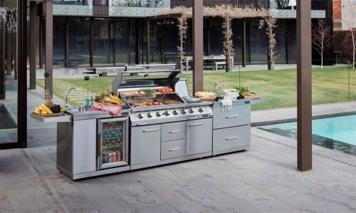 New in Box Gasmate Professional 6 Burner Outdoor BBQ Kitchen. Buy Now Price: $3375