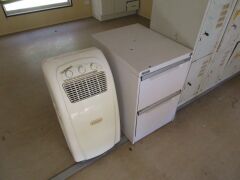 Group lot comprising; 1 x Staff lockers, metal; Keyed 1 x Filing cabinet; 2 drawer 1 x Dimplex Air conditioner, Table & Chairs - 2