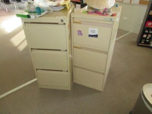Quantity of 2 Steel Filing Cabinets, 3 Drawer