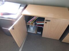 Office Desk with side return 1500 x 1800mm H; 2 Door cabinet, 900 x 450 x 720mm H; 1 x 3 Drawer pedestal - 3