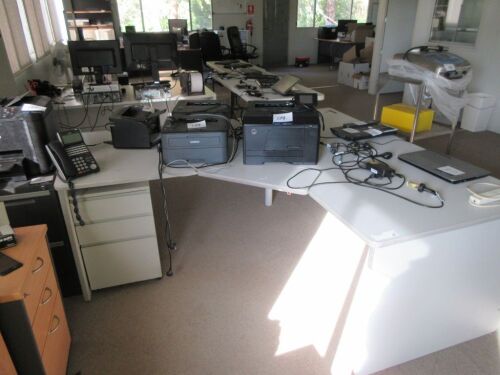 Quantity of 2 Grey Office Desks, L shaped, various sizes