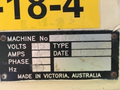 NH P2 Filling Machine & Fittings
Mastra
Model: 004
Year: 1995
3PH
1100 x 700 x 2200mm H
Australian Filling Machines
Machine No: 2008
415 Volt
Date: Sept 1995 - 5