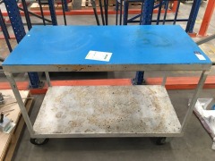 Mobile Bench with understorage, 1200 x 600 x 900mm H