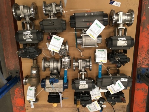 Pallet containing 7 x assorted Pneumatic Actuator Valves, 3 x Manual Valves & Safety Relief Valve