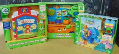 LeapFrog Kid's Toys Bundle - Includes Leapbuilders Elephant Adventures, Water & Count Vegetable Garden and Tad's Get Ready for School Book