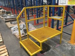 2 Step Platform, 1000 x 820 x 500mmOverall: 1600 x 840 x 1400mm H, with Hand Rail - 2