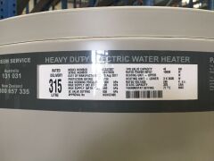 2017 Heavy Duty Electric Hot Water Heater 315 Ltr Rheem Model: 61331507 - 2