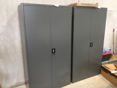 2 x Metal 2 Door Cabinets, 1000 x 500 x 1850mm H