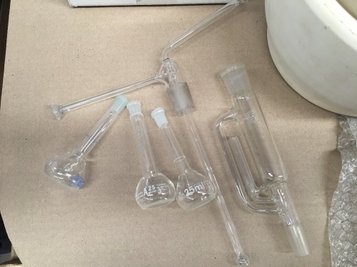 Box of Laboratory Glassware including Flasks