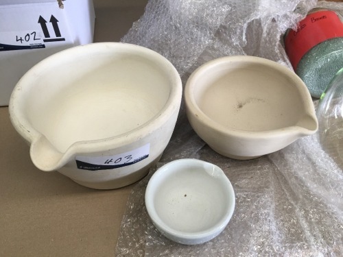3 Various size Laboratory Ceramic Bowls
