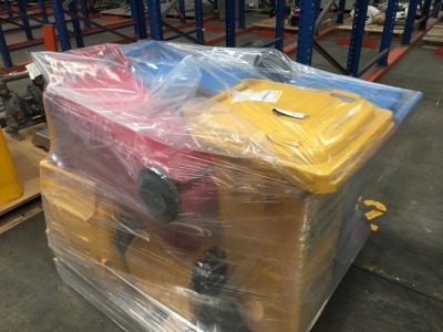 Quantity of 6 x various colour 120 Ltr Wheel Bins