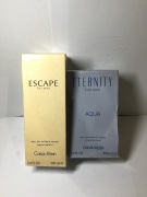 1 x Calvin Klein Escape For Men Eau de Toilette Spray 100mL and Calvin Klein Eternity Aqua for Men Eau De Toilette 100ml Spray - 2