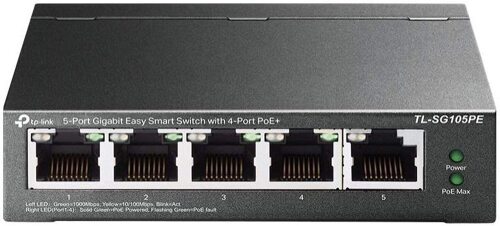 TP-Link 5-Port Gigabit Easy Smart Switch with 4-Port PoE+ SG105PE