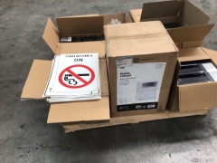 Bulk pallet, 3 pc metal st set, mobile cab, no smoking and keep out signs, mint tea box, 4. X boxes of Jiffy bags, etc, please refer to images - 3