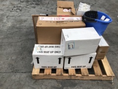 8 x boxes of Three x 5L toilet bowl/ urinal Cleaner, Otto malmo med chair, box of craft paper bag etc, please refer to images - 3
