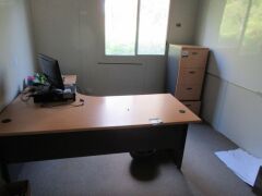 Office Furniture comprising; 1 x L shape desk; 1 x Filing cabinet, 4 drawer, 1 shelf, 5 tier - 2