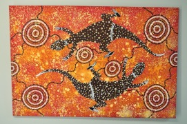 Framing Aboriginal Dot Painting Oil on Canvas