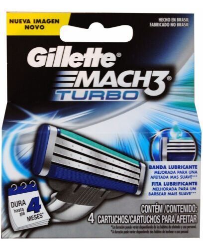 Gillette Mach 3 Turbo Blades Refill 4 Pack