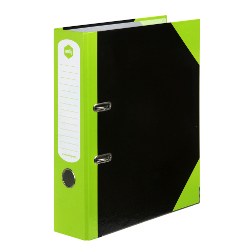 Pallet of Stationery - 16 cartons of MARBIG LEVER ARCH FILE A4 GLOSS BLACK/LIME - Unit per carton: 6
