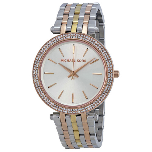 Michael Kors Darci Two Tone Silver/Rose/Gold Stainless Steel Luxury Watch MK3203