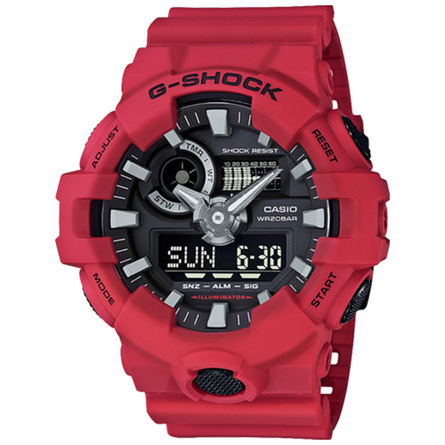 G-Shock Red Analogue/Digital Mens Watch GA700-4A