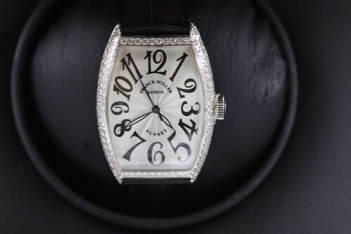 Franck Muller Diamond Bezel White Gold Curvex Sunset of Complications Automatic 32 mm Watch SC5850