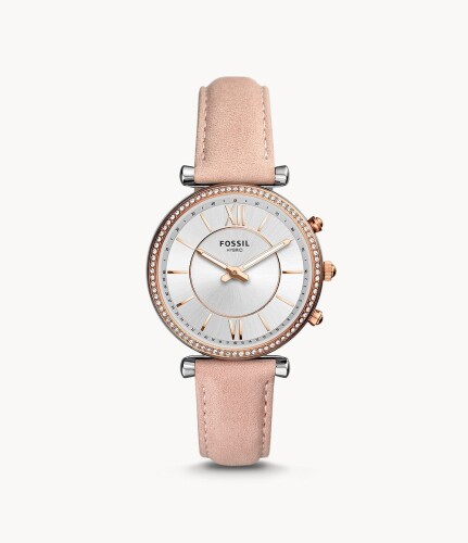 Fossil Women`s Carlie Rose Gold Pink Hybrid Smartwatch FTW5039