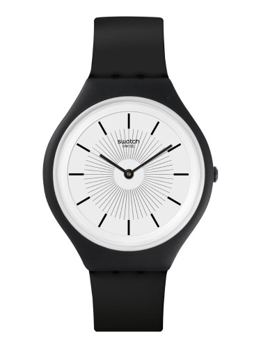 Swatch Skinnoir White Dial Unisex Plastic Watch SVUB100 Quartz Watch