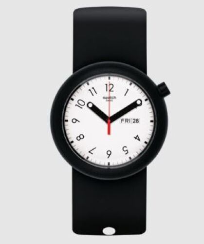 Swatch Pop POPAGAIN PNB700 Black & White Silicon Watch