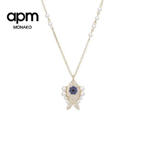 APM Monaco Small Fish Crystal Pendant Necklace AC4676MY