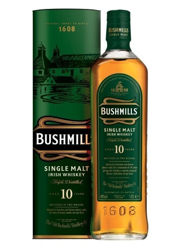Bushmills Single Malt, 10 years Single Irish Malt Whiskey, Giftbox 40% 1L