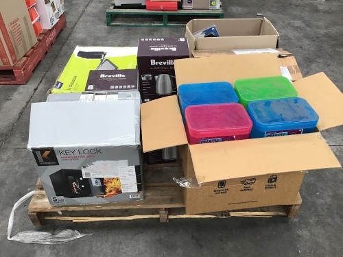 Mixed pallet, Keylock safe, Breville open kettle, lunch boxes ect