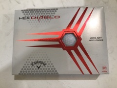 Box of 28 x 12 packs of Callaway Hex Diablo golf balls RRP 39.95 each