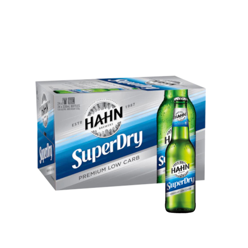 Hahn Super Dry Bottles 330ml 4 x Cases of 24 (96 x 330ml bottles per lot) (BB 29.8.22)