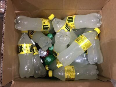 Carton of Lift 600ml, Sprite & Mother Cans. Contained in 40 Ltr Carton