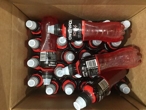 Carton of Powerade 600ml, Red. Contained in 40 Ltr Carton