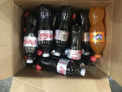 Carton of 600ml Coca Cola (Diet & Normal) 1 x Bottle of Fanta. Contained in 40 Ltr Carton