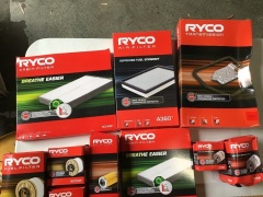 Box of Ryco air filters. Please refer to images of items. - 2