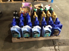 Bulk pallet of multiple 5L bottles of engine oils, and hand cleaner. Please refer to images of items. - 2