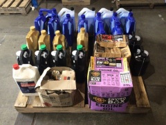 Bulk pallet of multiple 5L bottles of engine oils, and hand cleaner. Please refer to images of items. - 4