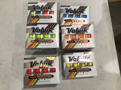 Box of 28 x 3 pc Volvik Vivid golf balls, mixed colours