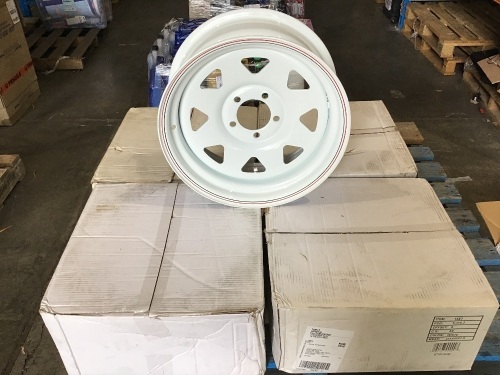 5 x Sunraysia dynamic rims 16x7 +16 6x114 White triangle. Please refer to images of items.