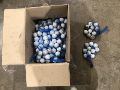 Box of 300 assorted white golf balls in net bags of 10 balls each