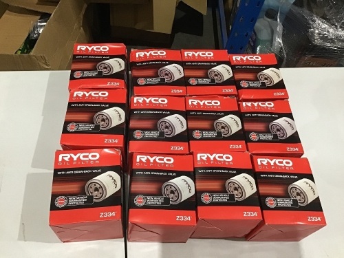 Box of Ryco Oil filters. Please refer to images of items.  